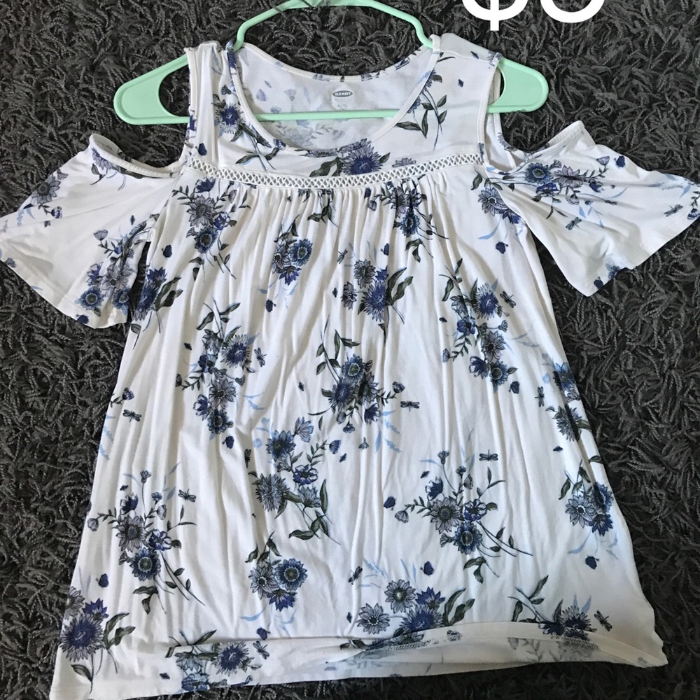 Old navy, soft, flowered, open shoulder top